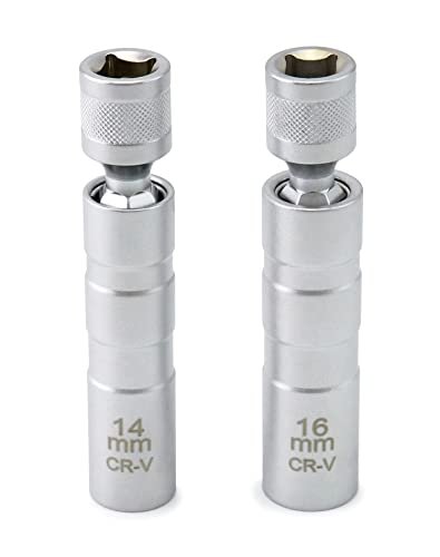 QWORK 14mm&16mm Magnetic Swivel Spark Plug Socket, Thin...