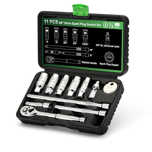 TecoTek 11-Piece Spark Plug Socket Set with 3/8