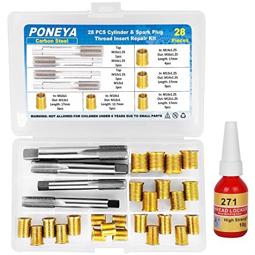 Spark Plug Thread Repair Kit, 28 PCS 4 Sizes High...