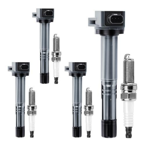 Set of 4 Ignition Coil Pack and Spark Plugs Compatible...