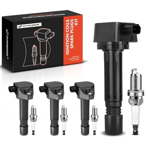 A-Premium Set of 4 Ignition Coil Pack and Iridium Spark...