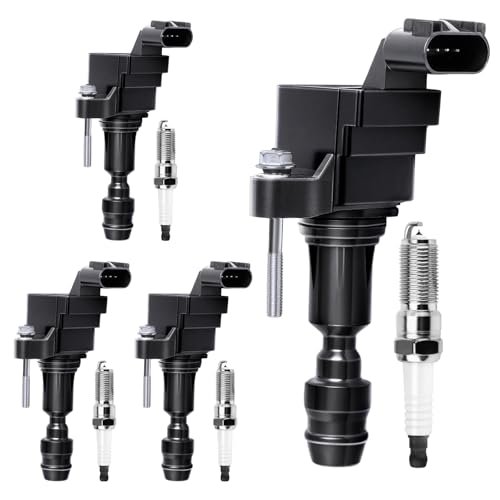 4Pcs Ignition Coil Pack UF491 & Spark Plugs Compatible...