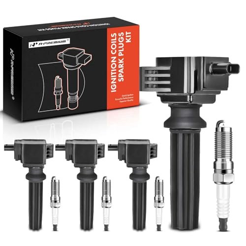A-Premium Set of 4 Ignition Coil Pack and Iridium Spark...