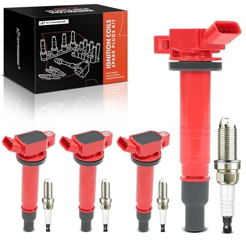 A-Premium (Red) Set of 8 Ignition Coil Pack and Iridium...