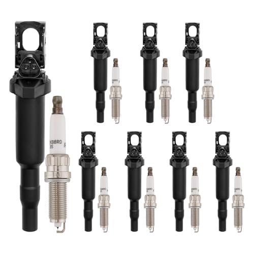 Ignition Coil & Spark Plugs Set of 8 Compatible with...
