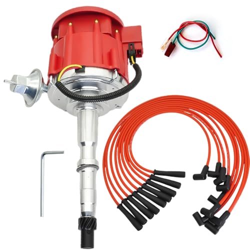 6512R HEI Ignition Distributor + RED Plug Wires Compatible...