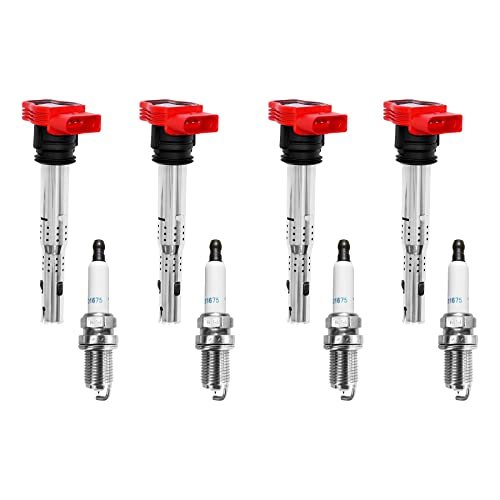 Ignition Coil Pack & Spark Plugs Set of 4 Compatible...