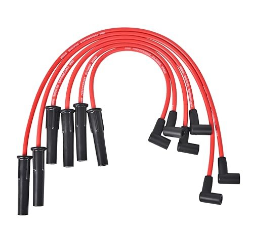 RLP Silicone Spark Plug Wires Set 8.0mm 6 Wires Red...