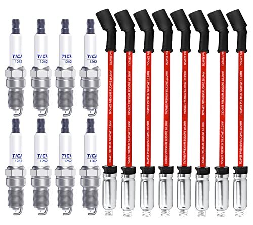 TICANEE Iridium Spark Plugs and Wires Set for Chevy 5.3L...