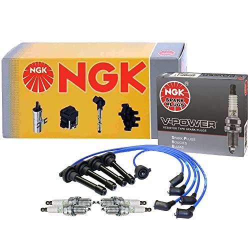 NGK Wire & 4 V-Power Spark Plugs Kit For Honda...