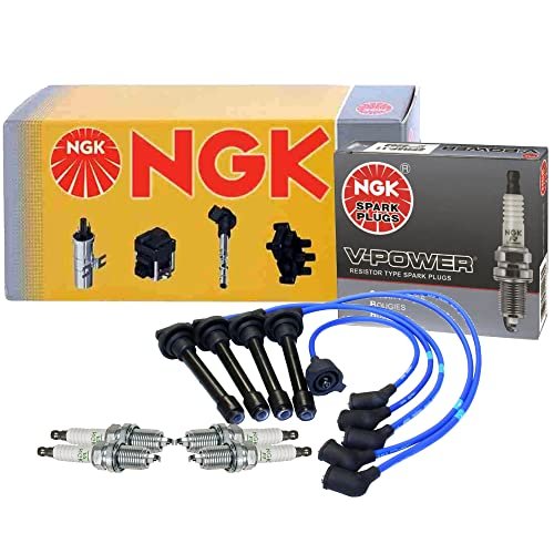 NGK Wire & 4 V-Power Spark Plugs Kit For Honda...