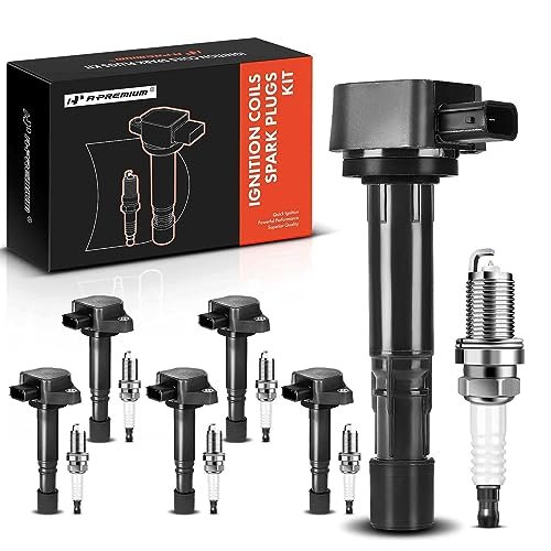 A-Premium Set of 6 Ignition Coil Pack and Iridium Spark...