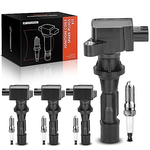 A-Premium Set of 4 Ignition Coil Pack and Iridium Spark...