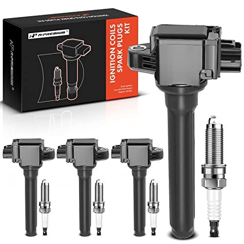 A-Premium Set of 4 Ignition Coil Pack and Iridium Spark...
