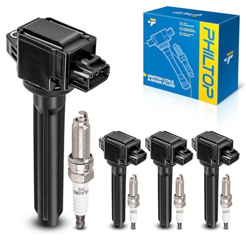 PHILTOP Set of 4 Ignition Coil Pack and Iridium Spark...