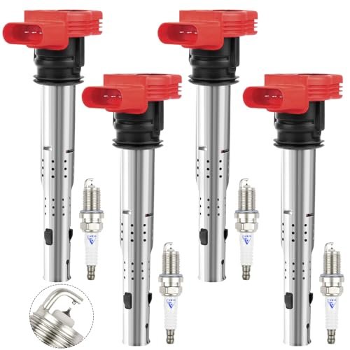 Ignition Coil Pack UF529 & Double Iridium Spark Plugs x4,...