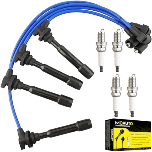 MOAUTO Set of 4 PCS Iridium Spark Plugs with Wire...