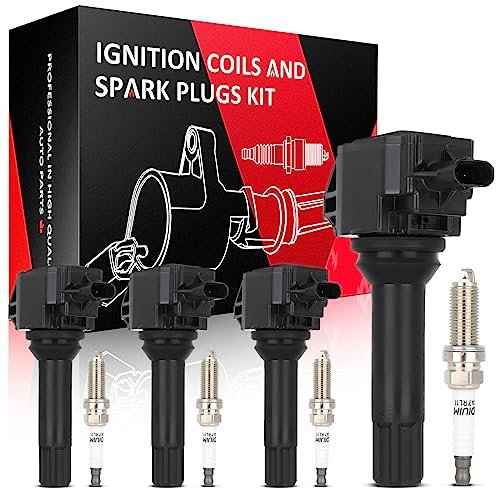 KILOAUTO 4 Ignition Coils with 4 Iridium Spark Plugs fit...