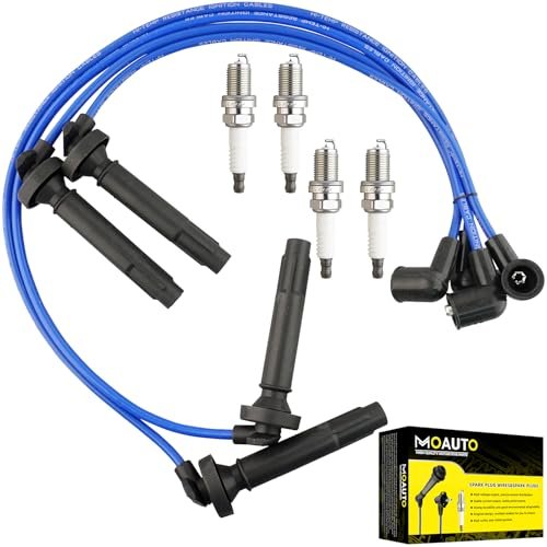 MOAUTO Set of 4 PCS Iridium Spark Plugs with Wire...