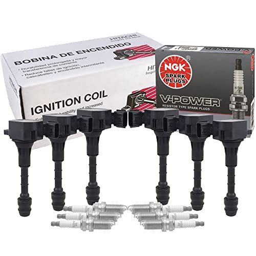 Hitachi 6 Ignition Coils & NGK 6 V-Power Spark Plugs...