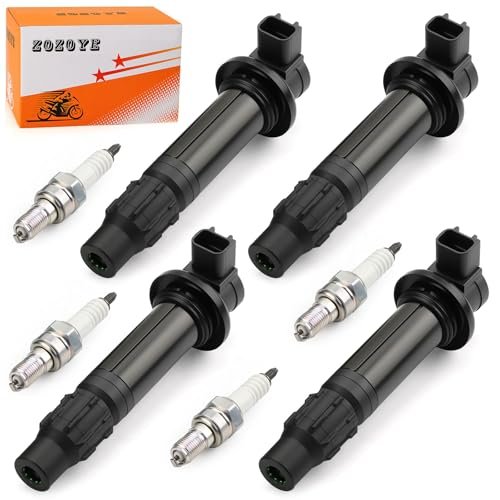 Ignition Coil & Spark Plug 4 pcs Compatible For Yamaha...
