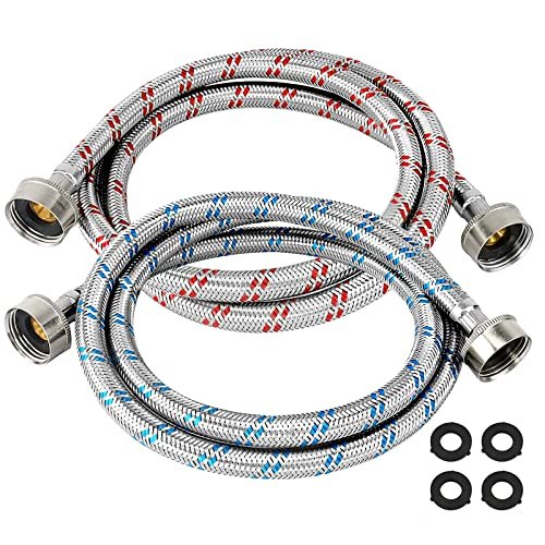 Beaquicy 4 Ft Washing Machine Hoses Burst Proof Braided...