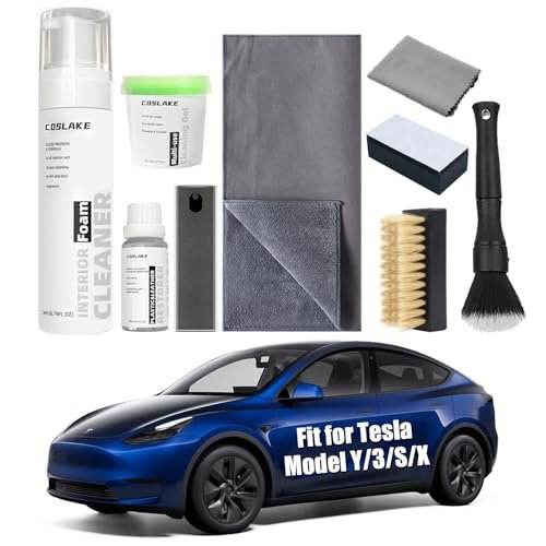 COSLAKE for Tesla Interior Cleaner Kit 9PCS, Foam Seat...