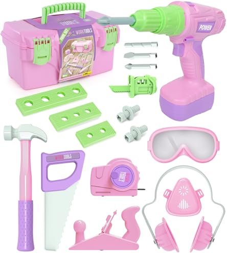 Kids Tool Set with Tool Box & Electronic Toy Drill,...