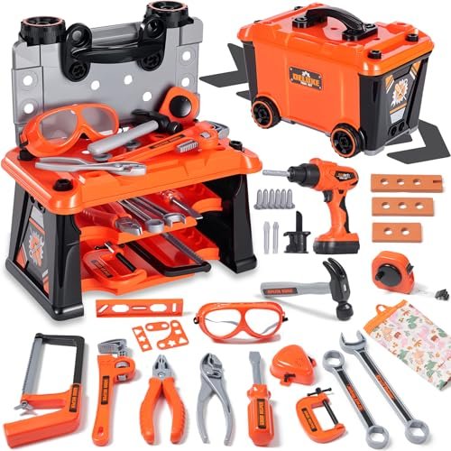 REXBETI Kids Tool Set with Tool Box and Electronic Toy...