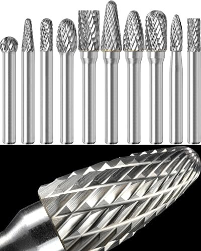 Sworker 10Pcs Carbide Burr Set 1/4 Shank w/Clear Box Max...