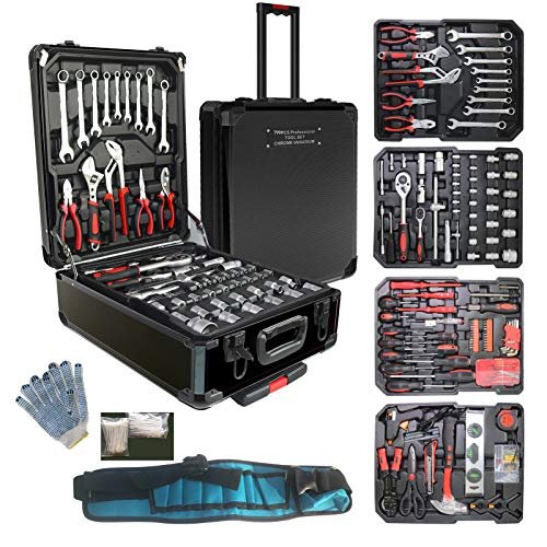 Arcwares 799pcs Aluminum Trolley Case Tool Set Silver,...