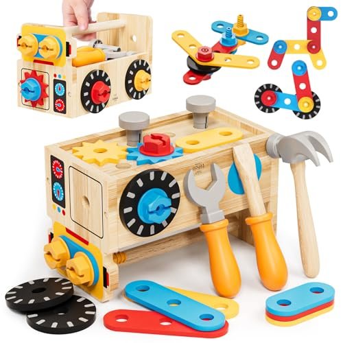 Montessori Kids Tool Set, Wooden Toddler Tool Bench...