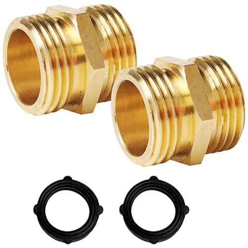 Hourleey Garden Hose Adapter, 3/4 Inch Solid Brass Hose...