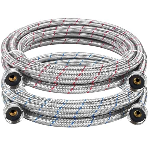 15FT Long Stainless Steel Washing Machine Hoses for Hot...