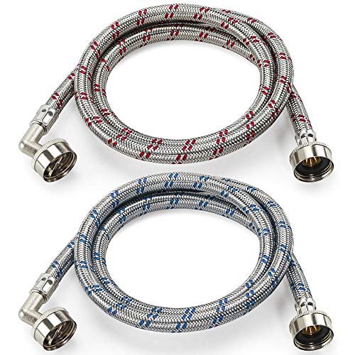 【UPGRADE】4FT Washing Machine Hoses with 90 Degree Elbow...