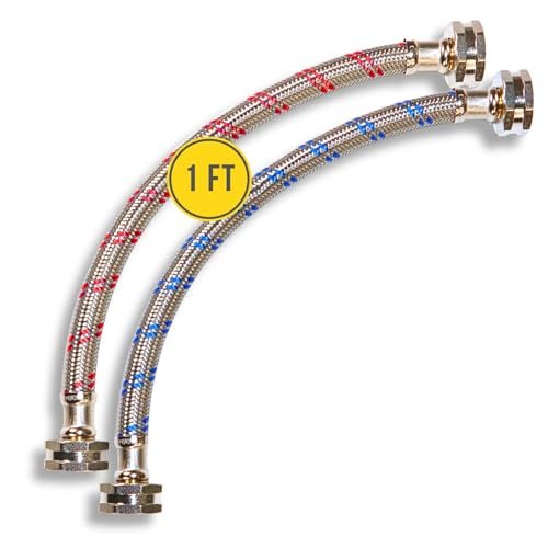 Short Washing Machine Hoses (1FT) - OCT Connect for Easy...