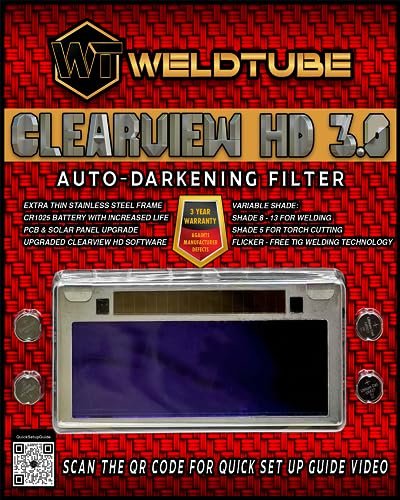 WELDTUBE ClearView HD Auto-Darkening Welding Lens, Version...