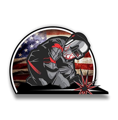 Welder Fabrication American Flag Sticker Car Motorcycle...