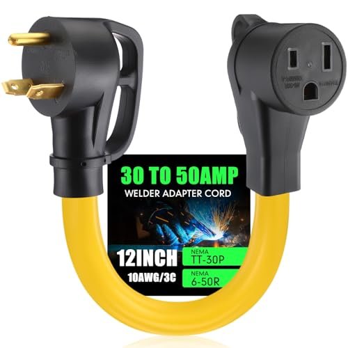 Tellegloww 1 Feet NEMA TT-30P Male to 6-50R Welder...