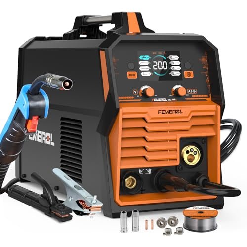 FEMEROL 200A MIG Welder,4 in 1 Gas MIG/Gasless Flux...