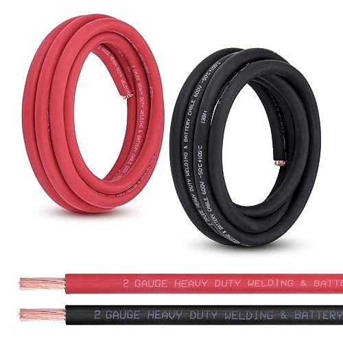 Shirbly 2 Gauge Battery Cable, 10FT Red + 10FT Black...