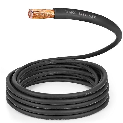 TEMCo 2/0 Gauge AWG 50 Ft Black Flexible Pure Copper...