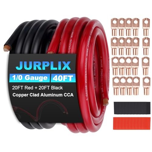 1/0 Gauge Wire 1/0 AWG Battery Cable (20FT Red+20FT...