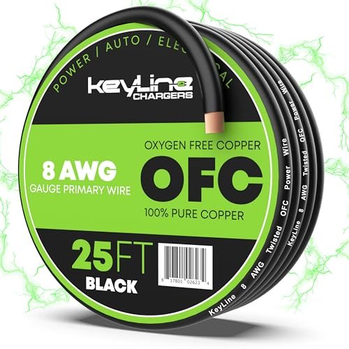 8 Gauge Wire (25ft) AWG Amp Battery Cable for Automotive...