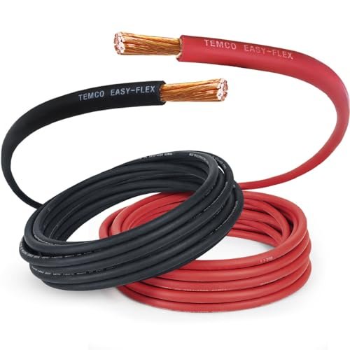 TEMCo 2 Gauge AWG 25 Ft Black + 25 Ft...