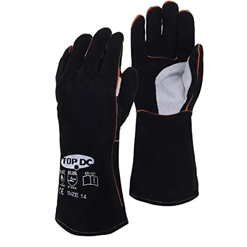 TOPDC Welding Gloves 14 Inches Fire/Heat Resistant Leather...