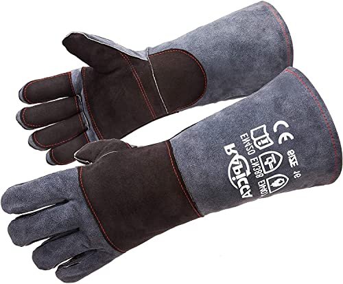Fireplace Gloves Fire Heat Resistant: Dark-Grey 16IN 932℉ -...