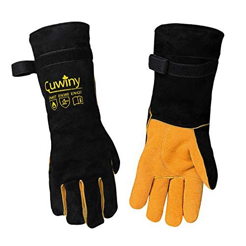 Cuwiny Welding Gloves, 1112°F Heat/Fire Resistant/Leather...