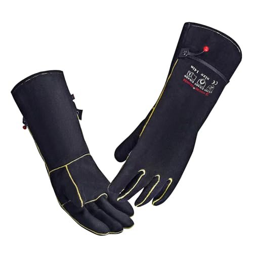 932℉ Leather Welding Gloves for Women Man, Heat Resistant...