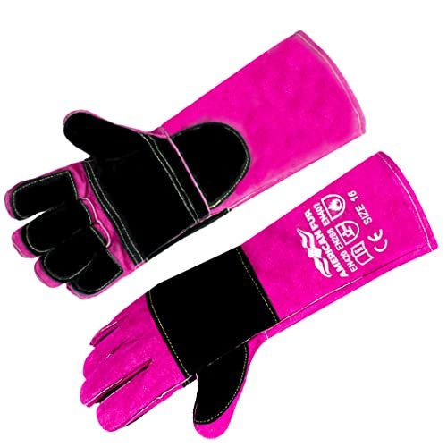AMERICAN FUR Welding/BBQ Leather Gloves 16 Inches,932℉,...